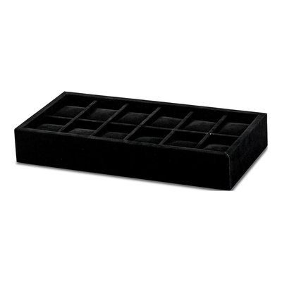 Black Faux Suede 12-Watch Storage Tray