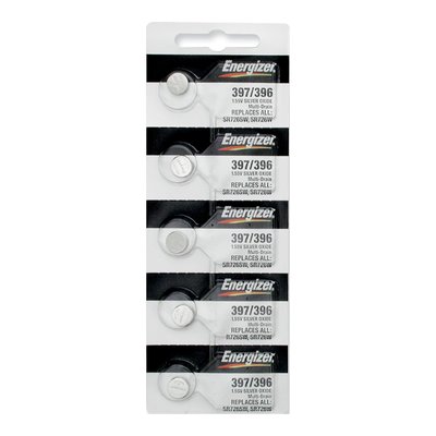 Energizer 397/396 Watch Batteries, Pack of 5