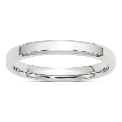 14K White Gold 3mm Domed Comfort-Fit Wedding Band