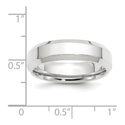 14K White Gold 6mm Beveled Comfort-Fit Wedding Band – view 4