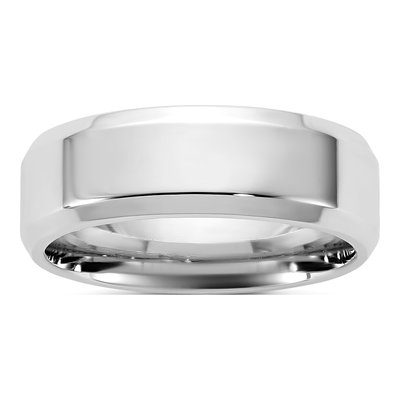 14K White Gold 6.5mm Domed Comfort-Fit Wedding Band