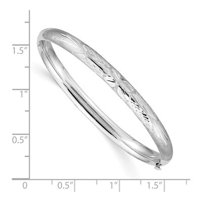 14K White Gold Florentine Hinged Baby Bangle Bracelet – view 4