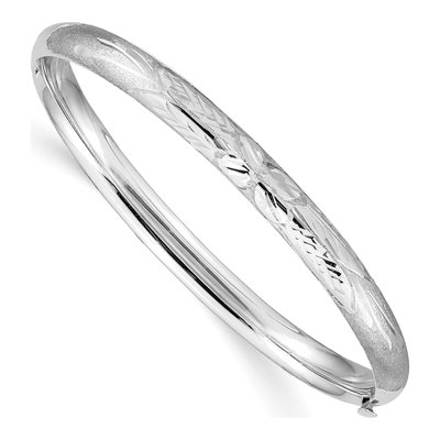 14K White Gold Florentine Hinged Baby Bangle Bracelet