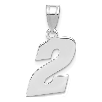 14K White Gold Number 2 Pendant