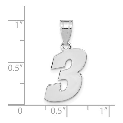 14K White Gold Number 3 Pendant – view 3