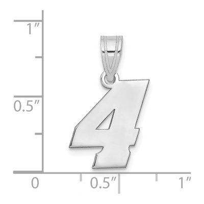 14K White Gold Block Number 4 Pendant – view 2
