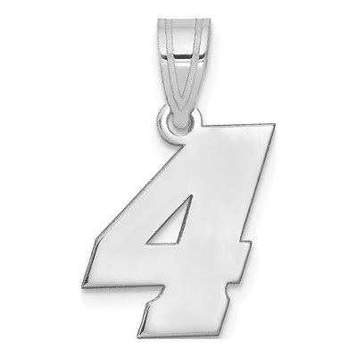 14K White Gold Block Number 4 Pendant