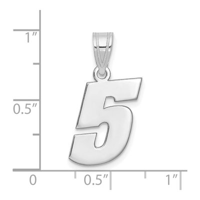 14K White Gold Number 5 Pendant – view 2