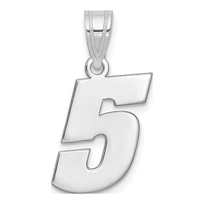 14K White Gold Number 5 Pendant