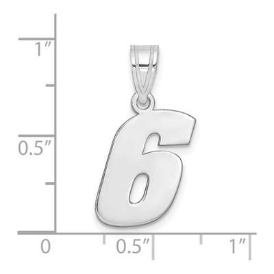 14K White Gold Block Number 6 Pendant – view 2