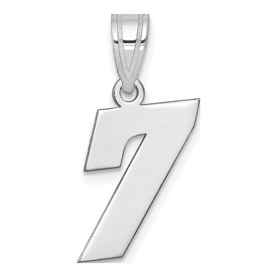 14K White Gold Block Number 7 Pendant
