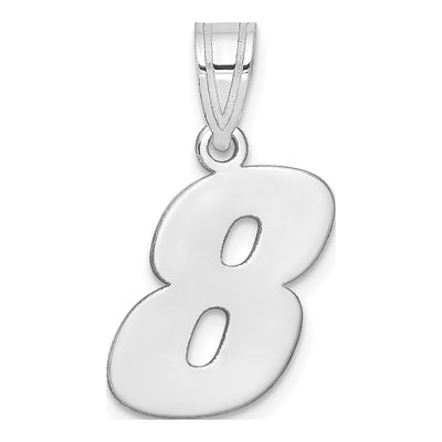 14K White Gold Number 8 Pendant