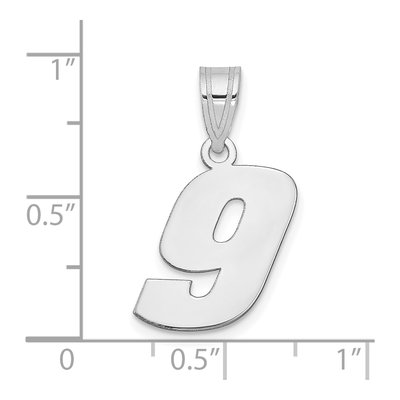 14K White Gold Block Number 9 Pendant – view 2