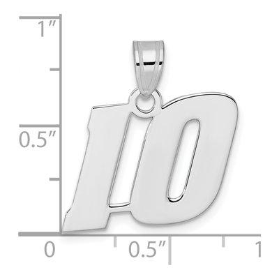 14K White Gold Number 10 Pendant – view 4