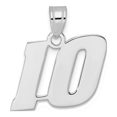 14K White Gold Number 10 Pendant