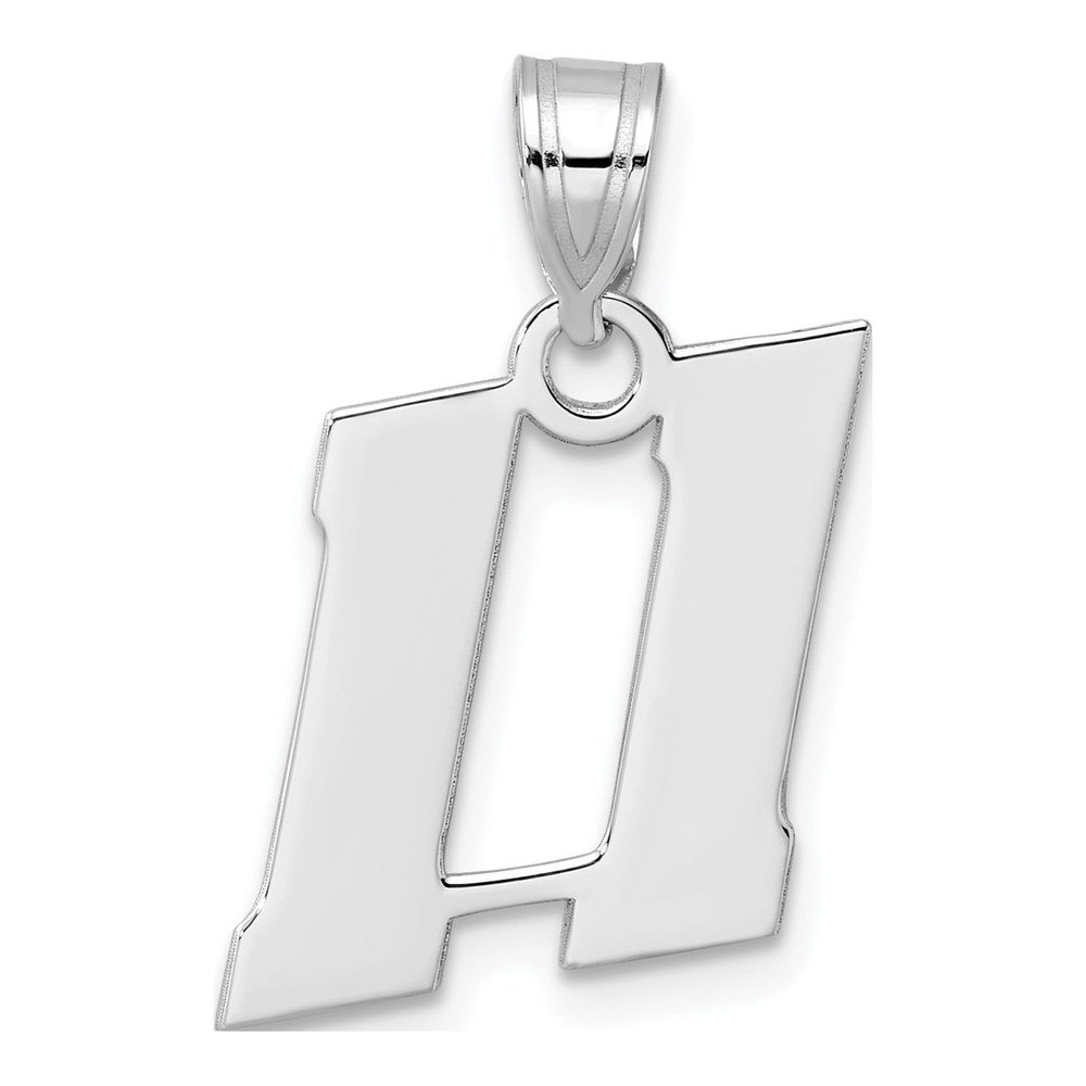 14K White Gold Rhodium-Plated Polished Block Number 11 Pendant