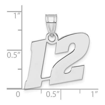 14K White Gold Number 12 Pendant – view 4