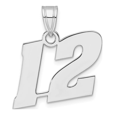 14K White Gold Number 12 Pendant