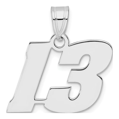 14K White Gold Number 13 Pendant