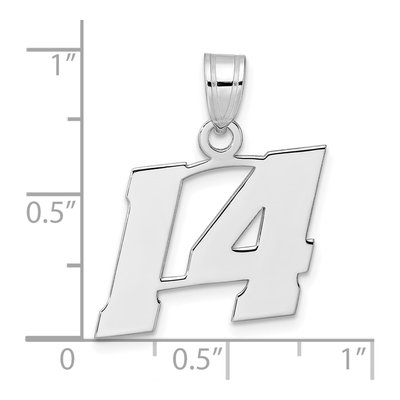 14K White Gold Block Number 14 Pendant – view 4