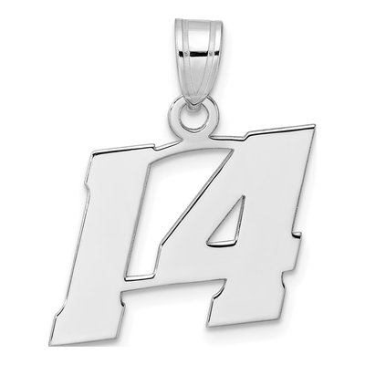 14K White Gold Block Number 14 Pendant