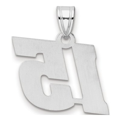 14K White Gold Block Number 15 Pendant – view 3