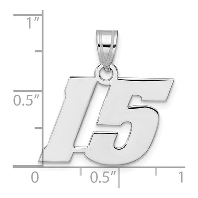 14K White Gold Block Number 15 Pendant – view 4