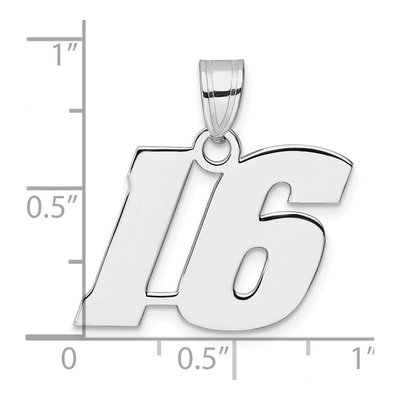 14K White Gold Number 16 Pendant – view 4