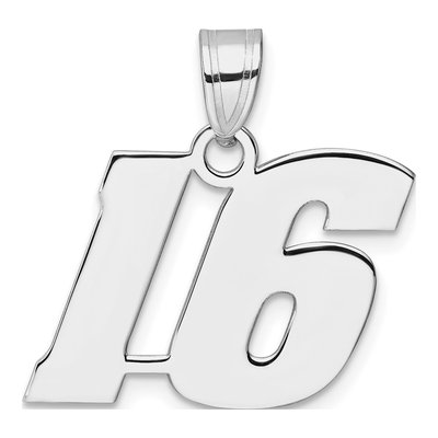14K White Gold Number 16 Pendant