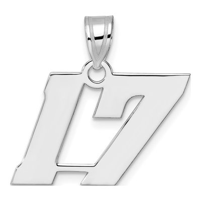 14K White Gold Number 17 Pendant