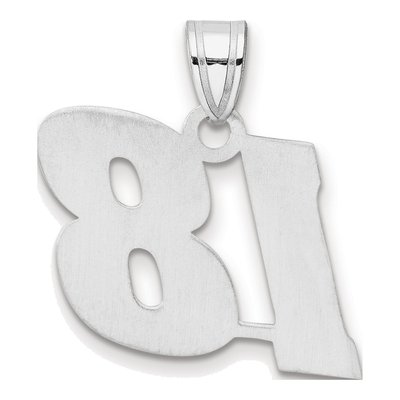 14K White Gold Block Number 18 Pendant – view 3
