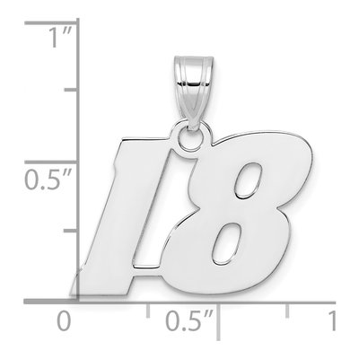 14K White Gold Block Number 18 Pendant – view 4