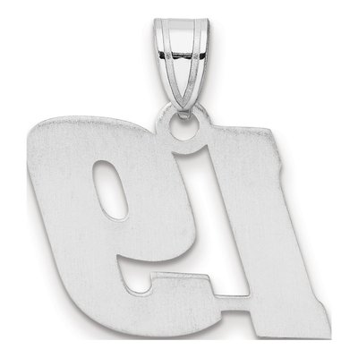 14K White Gold Block Number 19 Pendant – view 3