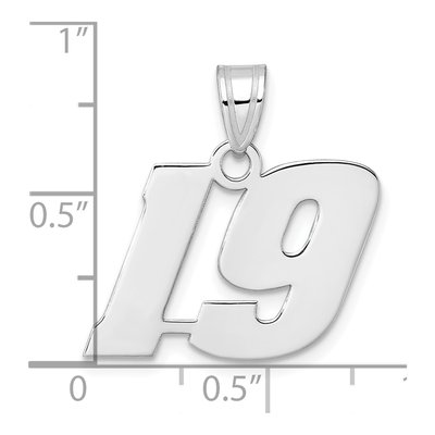14K White Gold Block Number 19 Pendant – view 4