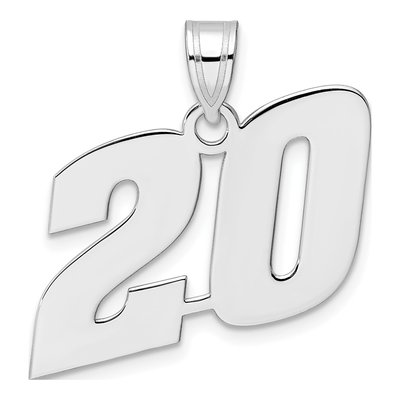14K White Gold Number 20 Pendant