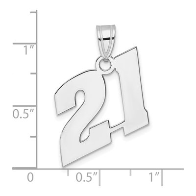 14K White Gold Block Number 21 Pendant – view 4