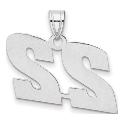 14K White Gold Block Number 22 Pendant – view 3