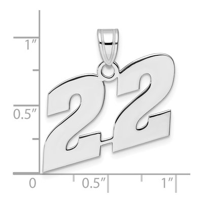 14K White Gold Block Number 22 Pendant – view 4