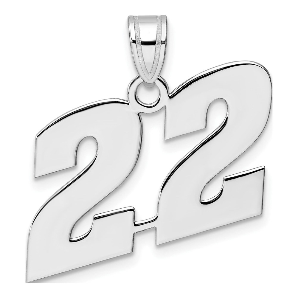 14K White Gold Rhodium-Plated Polished Block Number 22 Pendant