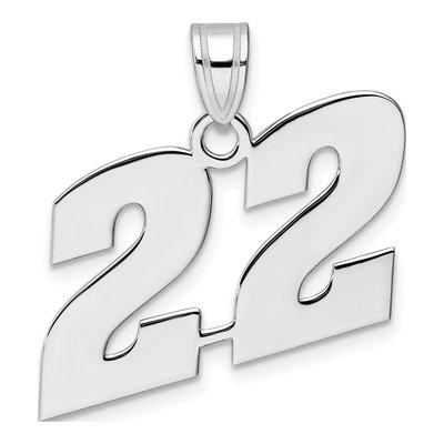 14K White Gold Block Number 22 Pendant