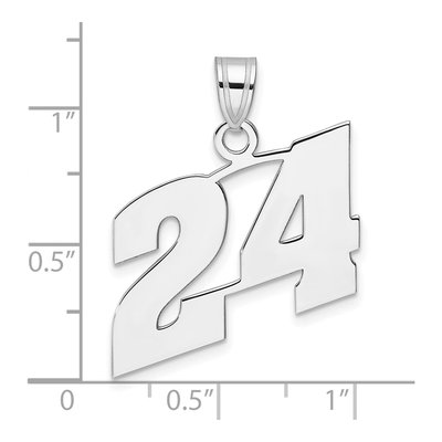 14K White Gold Block Number 24 Pendant – view 4