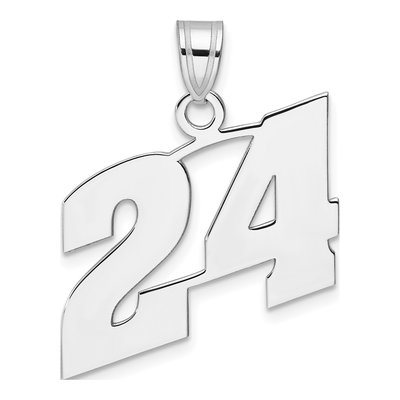 14K White Gold Block Number 24 Pendant