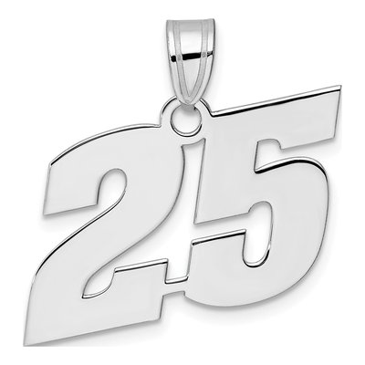 14K White Gold Number 25 Pendant