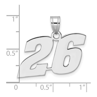 14K White Gold Block Number 26 Pendant – view 4