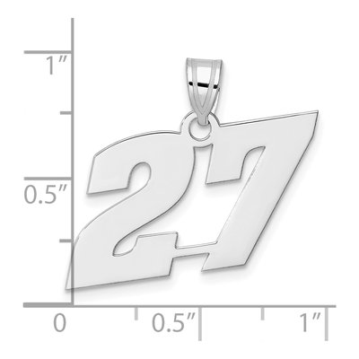 14K White Gold Block Number 27 Pendant – view 4