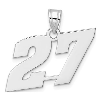 14K White Gold Block Number 27 Pendant