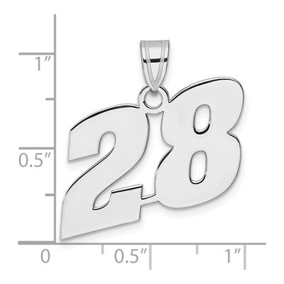 14K White Gold Number 28 Pendant – view 4
