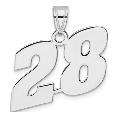 14K White Gold Number 28 Pendant