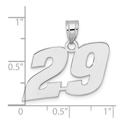 14K White Gold Block Number 29 Pendant – view 4