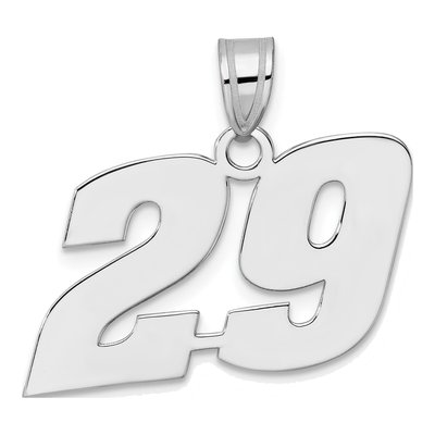 14K White Gold Block Number 29 Pendant